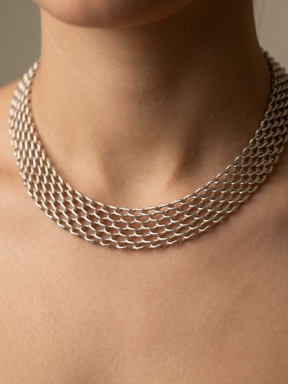 Vintage Gold Mesh Choker Necklace Woven Collar Statement Jewelry